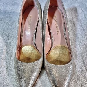 Champagne Platinum Pebble Leather Heels 👠 🍾 🥂 Pumps